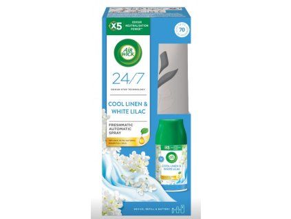 Air Wick komplet sada Cool Linen&White Lilac strojek bily napln 250ml)