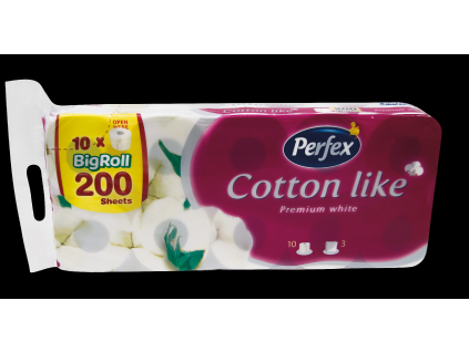Toaletní papír Perfex Cotton like, 3-vr., cel., extra bílá (bal.10ks) 050213