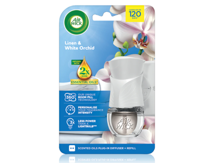 Air Wick 19ml komplet sada do zásuvky Prádlo a bílá orchidej Linen& white orchid